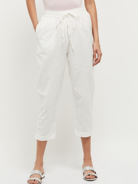 

max Women Off-White Regular Fit Solid Peg Trousers