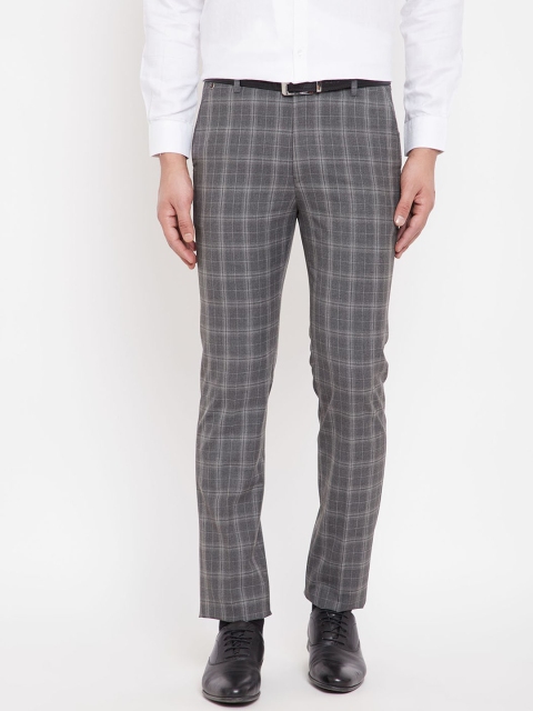 

Canary London Men Grey Slim Fit Checked Semiformal Trousers