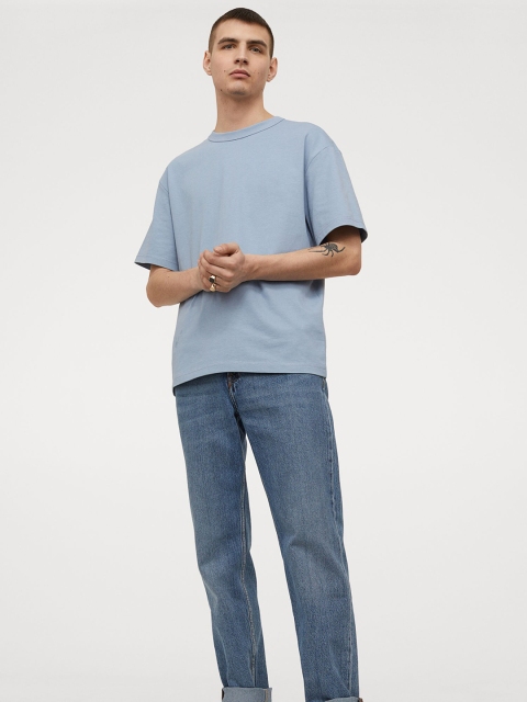 

H&M Men Blue Solid COOLMAX Relaxed Fit T-shirt