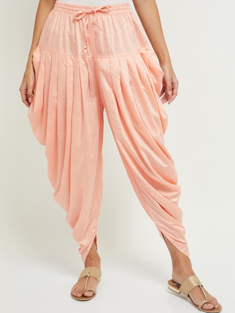 

max Women Peach-Coloured Regular Fit Solid Dhoti Pants