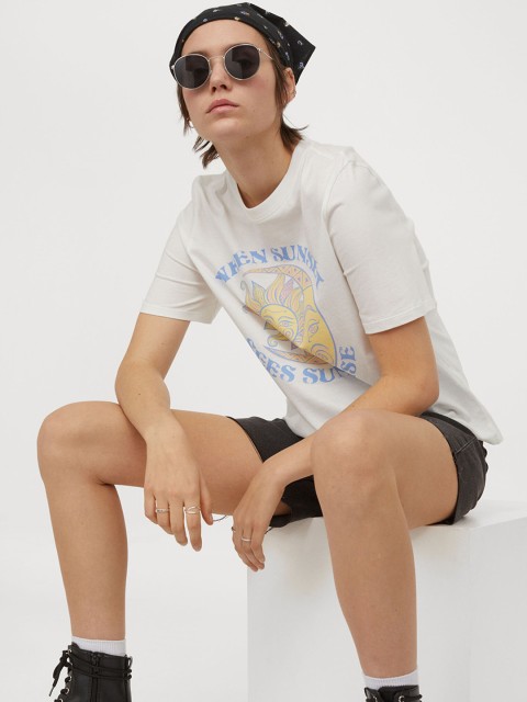 

H&M Women White Printed T-shirt