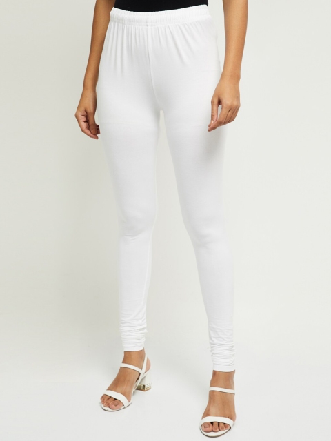 max Women White Solid Churidar