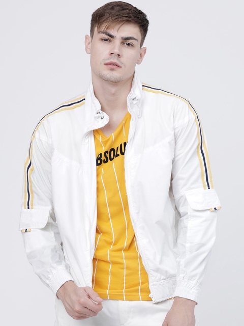 

LOCOMOTIVE Men White Solid Open Front Cotton Poplin Jacket