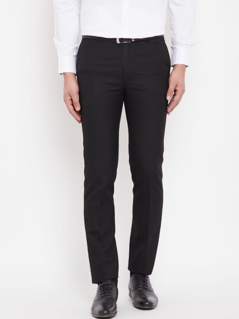 

Canary London Men Black Slim Fit Textured Formal Trousers
