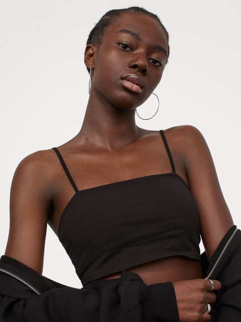 

H&M Black Jersey Cropped Top
