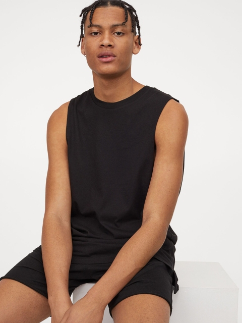 

H&M Men Black 2-Pack Relaxed Fit Vest Tops