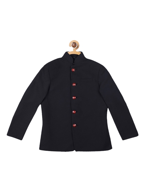 

Blue Giraffe Boys Black Solid Single-Breasted Blazer