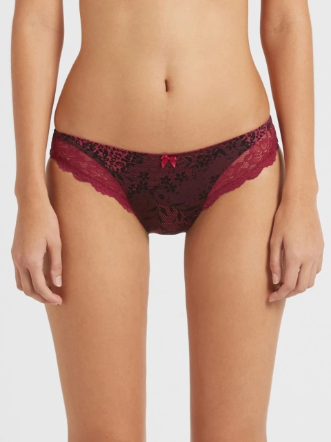 

Jockey Women Burgundy & Black Printed Bikini Briefs 1813-0105-PNWPR