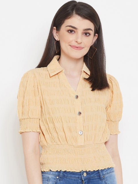 

Madame Yellow Checked Shirt Style Top