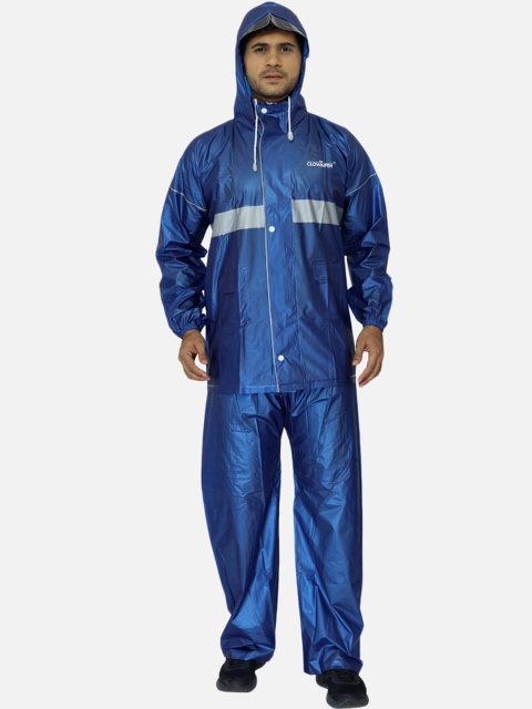 

THE CLOWNFISH Men Blue Solid Oceanic Hooded Rain Suit