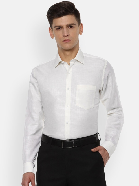 

Van Heusen Men Cream-Coloured Regular Fit Checked Formal Shirt