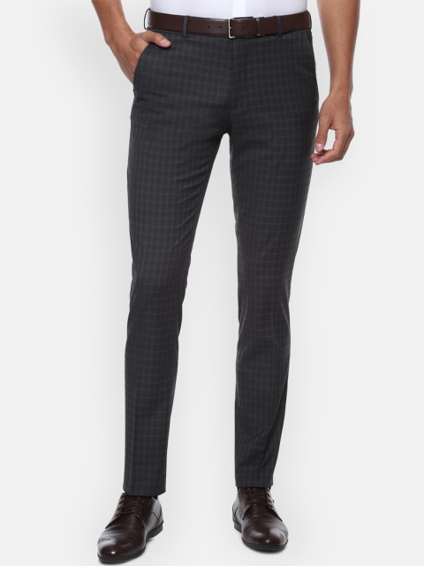 

Van Heusen Men Grey & White Slim Fit Checked Formal Trousers