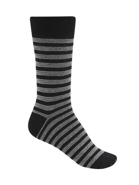 

RICHARD PARKER by Pantaloons Men Black & White Striped Calf-Length Socks