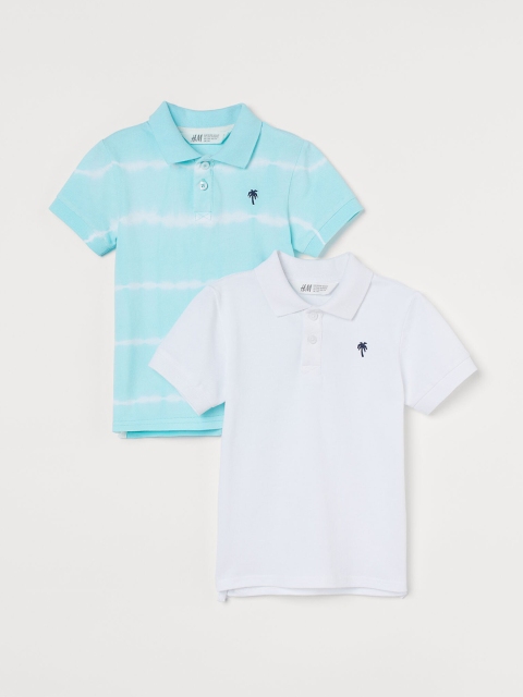 

H&M Boys 2-Pack Cotton Polo Shirts, White