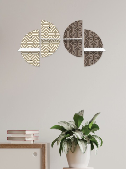 

RANDOM White & Brown Set of 4 MDF Basic Wall Shelves
