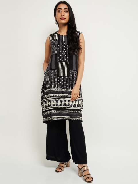 

max Women Black & White Printed Quirky Kurta
