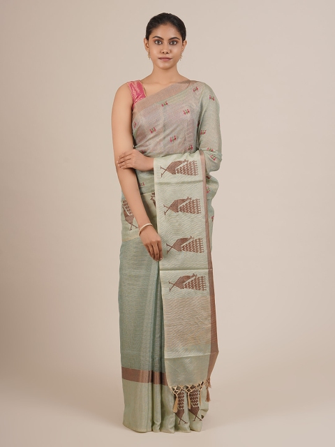

Pothys Green Printed Supernet Saree