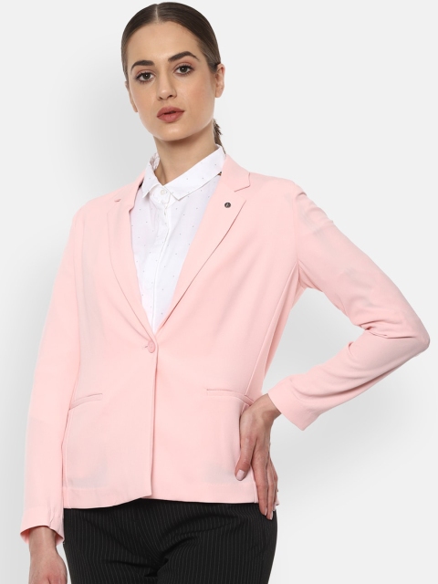 

Van Heusen Woman Women Pink Solid Single-Breasted Regular-Fit Formal Blazer
