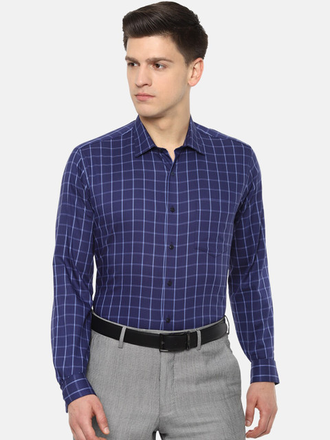 

Van Heusen Men Blue & White Slim Fit Checked Formal Shirt