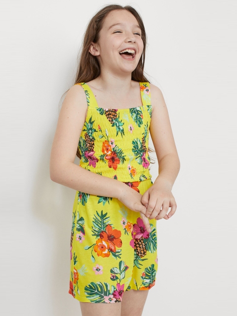 

H&M Girls Yellow & Red Floral Print Playsuit