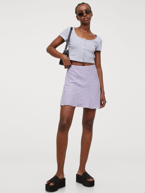 

H&M Women Purple & White A-line Skirt