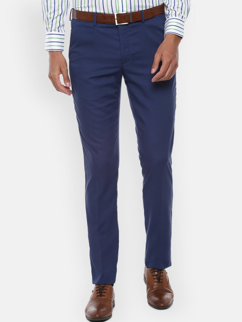 

Van Heusen Men Navy Blue Slim Fit Solid Formal Trousers