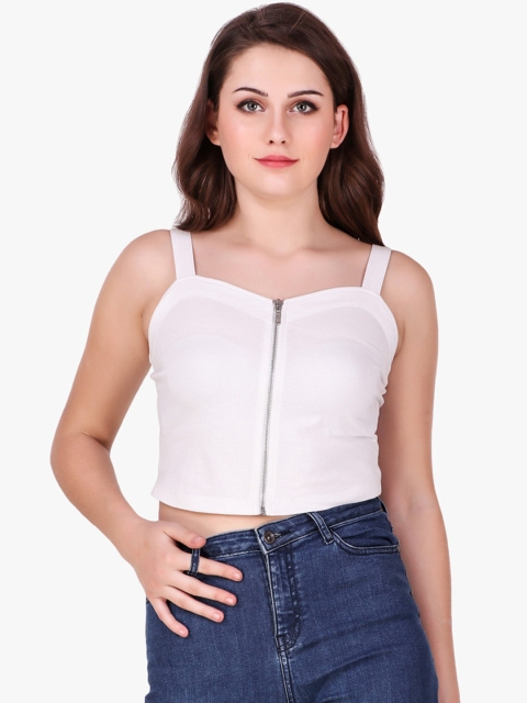 

Texco White Fitted Solid Crop Top