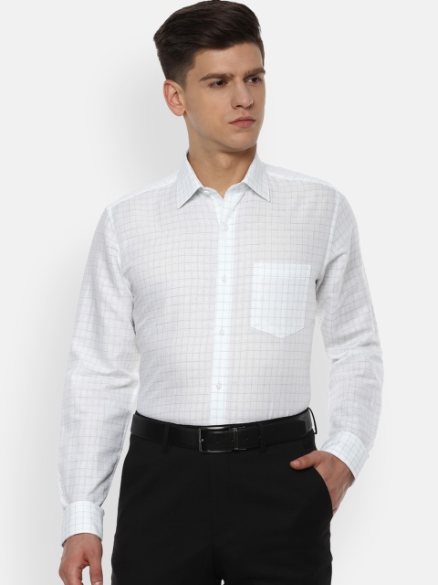 

Van Heusen Men White & Green Regular Fit Checked Formal Shirt