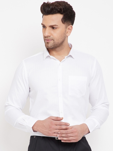 Canary London Men White Slim Fit Solid Formal Shirt