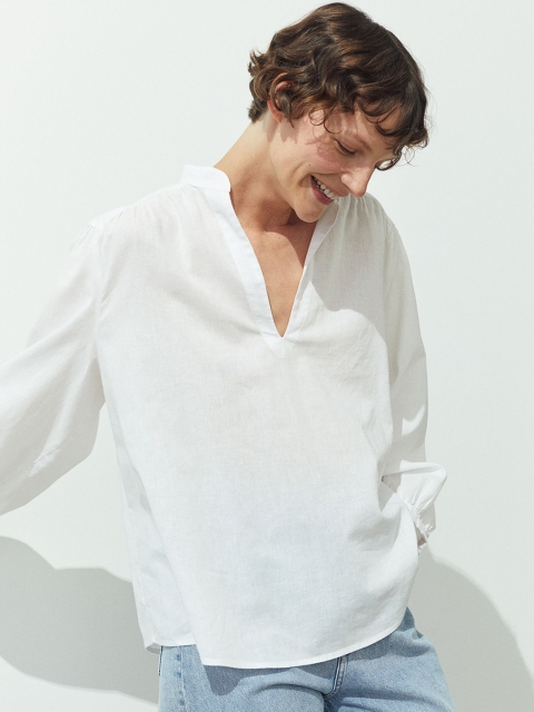 

H&M Women White Balloon-Sleeved Blouse
