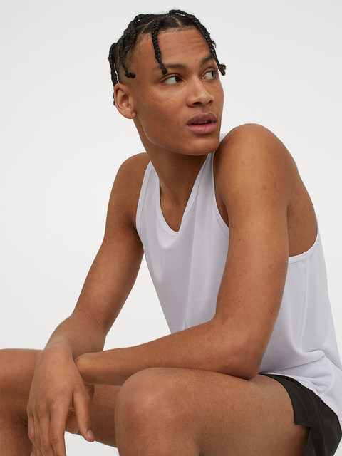 

H&M Men White Regular Fit Running Vest Top