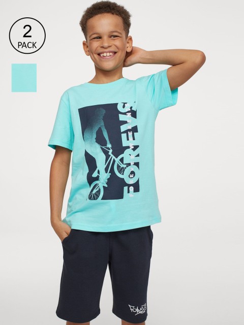 

H&M Boys 2-Pack Sweatshirt Shorts, Turquoise blue