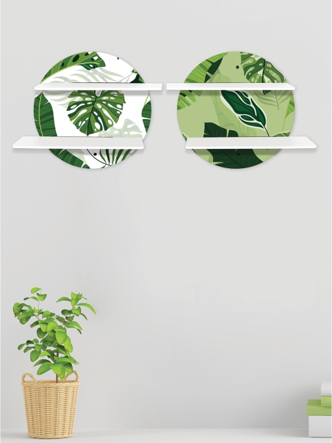 

RANDOM White & Green Set of 2 MDF Basic Wall Shelves