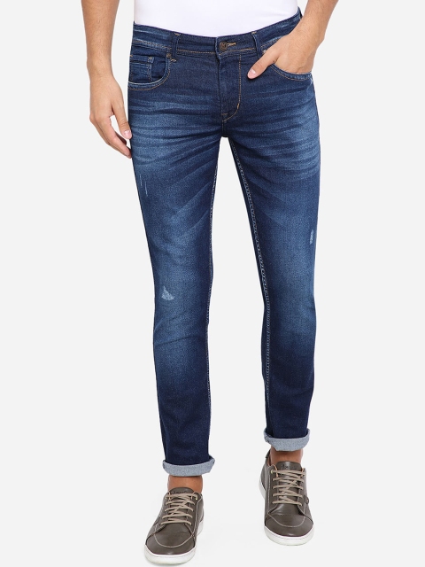 

Greenfibre Men Blue Slim Fit Mid-Rise Low Distress Jeans