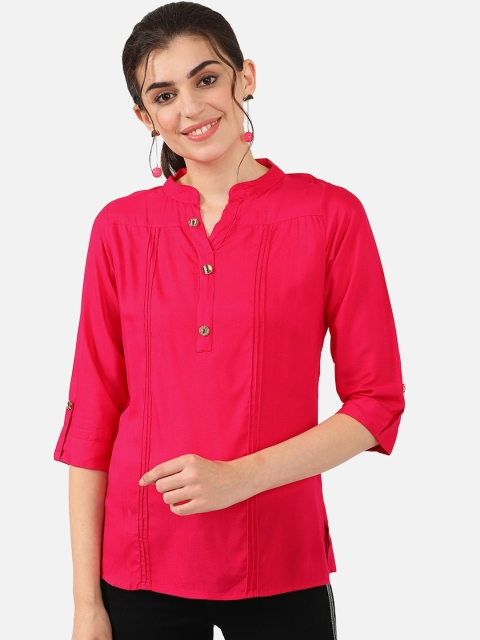 

V2 Value & Variety Pink Mandarin Collar Shirt Style Top
