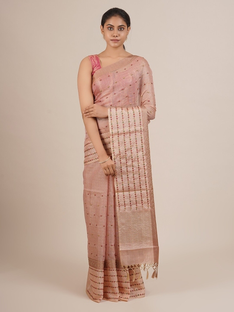 

Pothys Pink Embroidered Supernet Saree