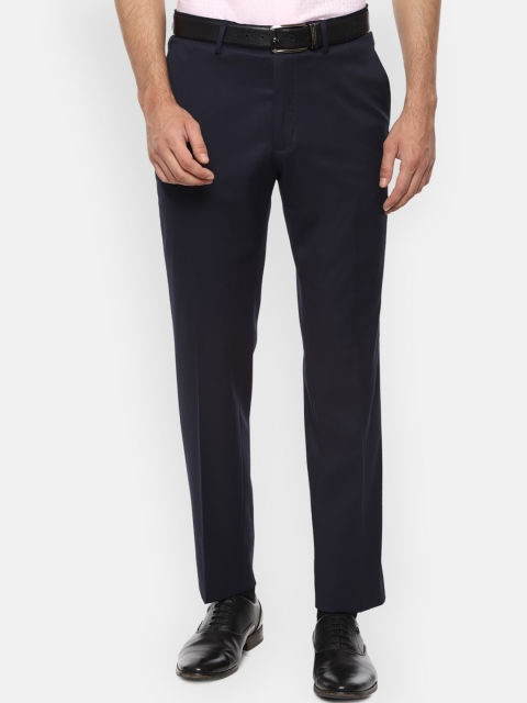 

Van Heusen Men Navy Blue Slim Fit Solid Formal Trousers