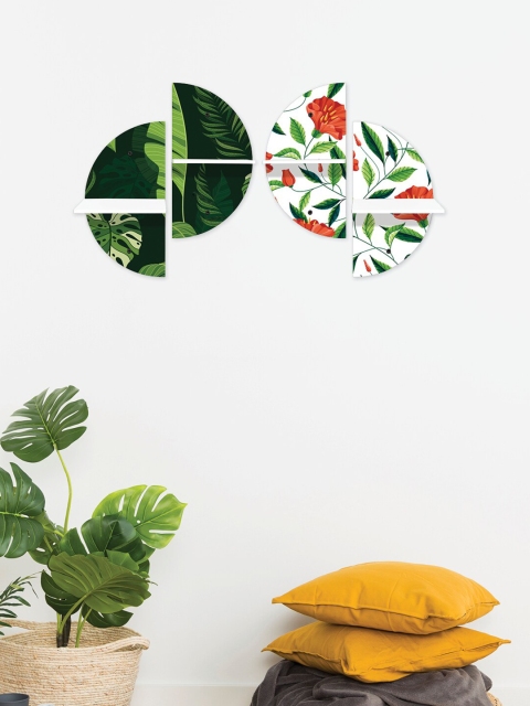 

RANDOM White & Green Set of 4 MDF Basic Wall Shelves