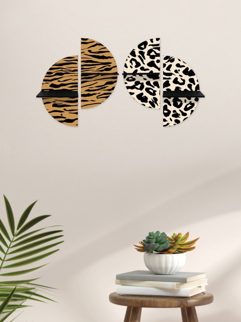 

RANDOM Brown & White Set of 4 MDF Basic Wall Shelves