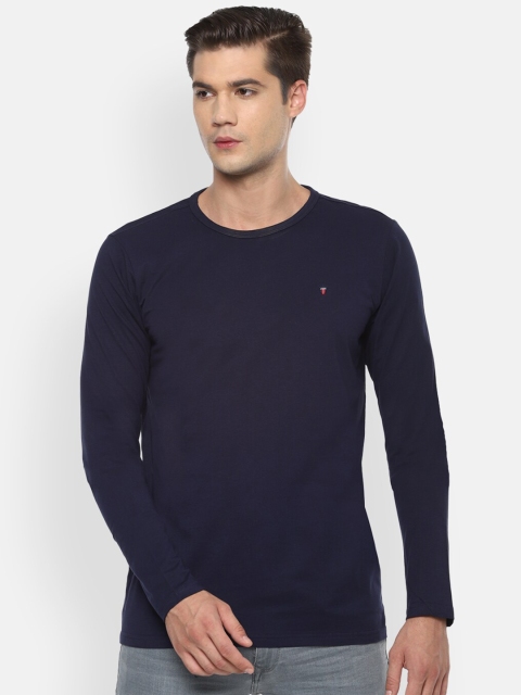 

Louis Philippe Jeans Men Navy Blue Solid Round Neck T-shirt