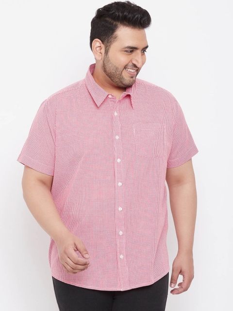 

bigbanana Men Pink & White Regular Fit Checked Casual Shirt