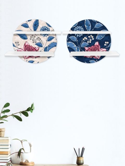 

RANDOM Navy Blue & Pink Set of 2 MDF Basic Wall Shelves