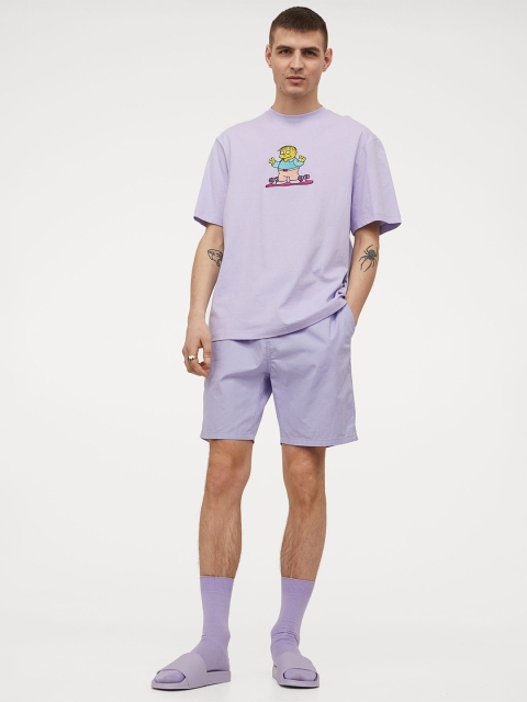 

H&M Men Lavender The Simpsons Printed Relaxed Fit Cotton T-Shirt