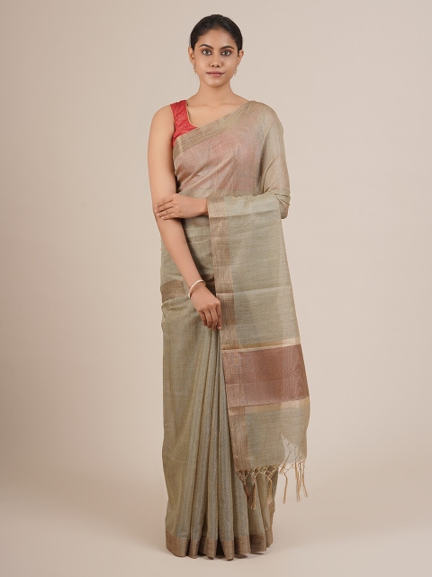 

Pothys Green Solid Supernet Saree