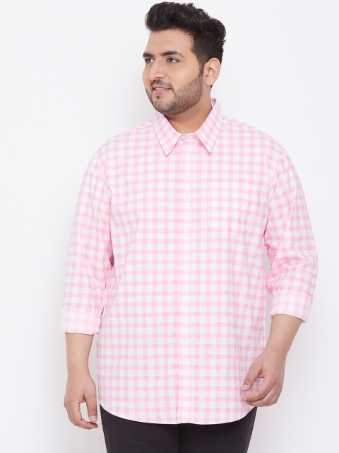 

bigbanana Men Pink & White Regular Fit Checked Casual Shirt