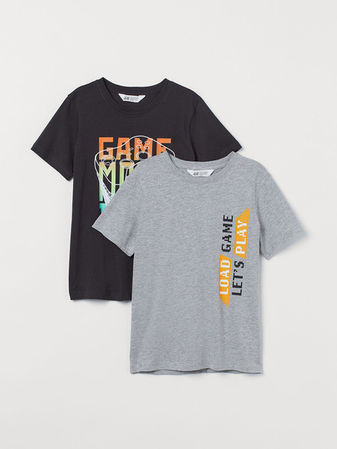 

H&M Boys 2-Pack Printed T-shirts, Black