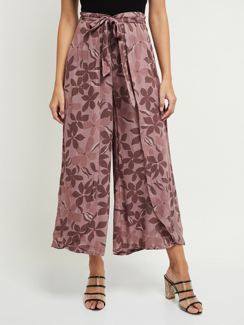 

max Women Purple Printed Flared Palazzos