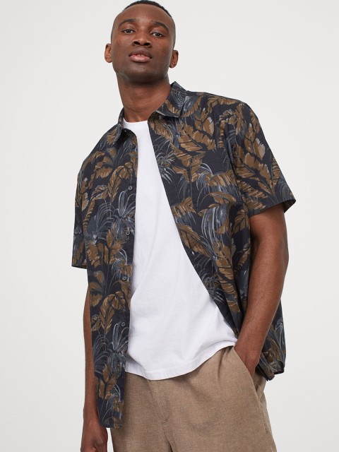 

H&M Men Multicoloured Printed Regular Fit Cotton Shirt, Multi