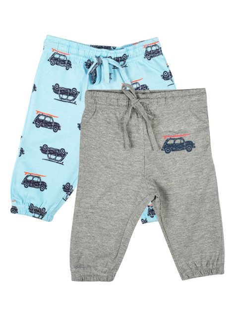 

MeeMee Infant Boys Pack Of 2 Pure Cotton Joggers, Grey melange