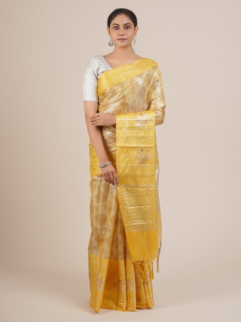 

Pothys Yellow Woven Design Tissue Saree